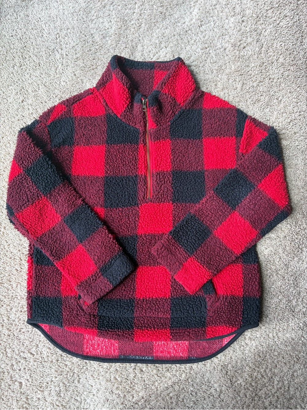 Old Navy Women’s Cozy Sherpa Quarter-Zip Pullover Sweater | Size Medium